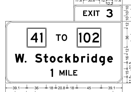 Sign plan for new exit 3 signage from MassDOT