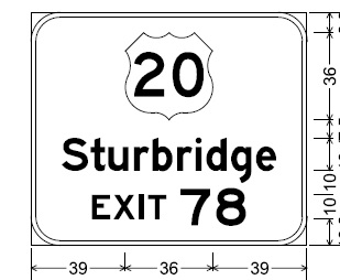 Sign plan for Exit 78 auxiliary sign, from MassDOT