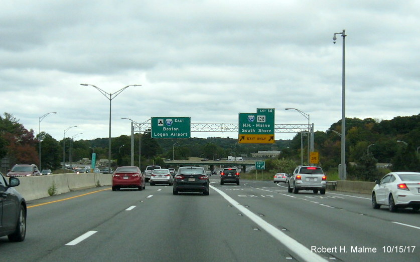 Image of new roadway layout at I-95/128 exit on I-90/Mass Pike East in Weston