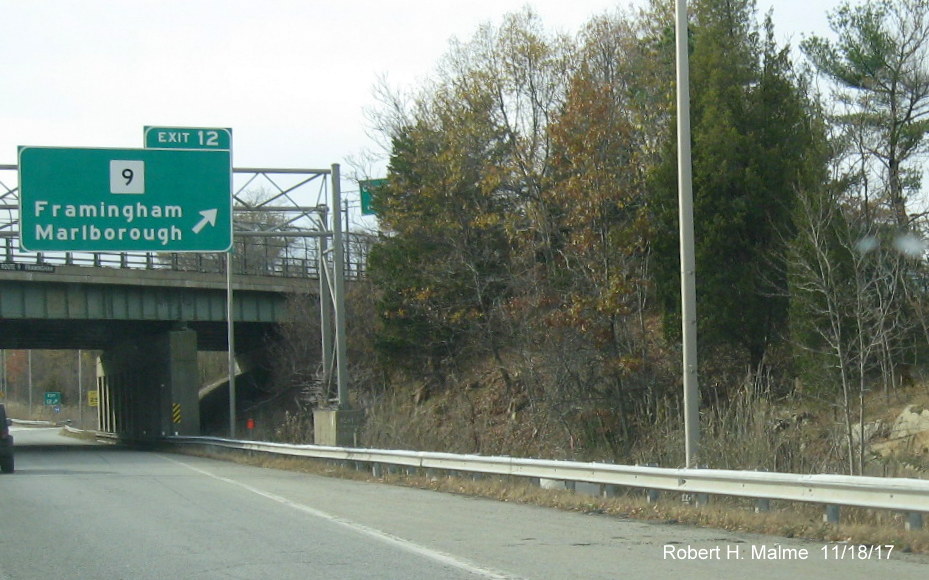 Image of newly placed overhead sign support foundation for MA 9 exit on I-90 West in Framingham