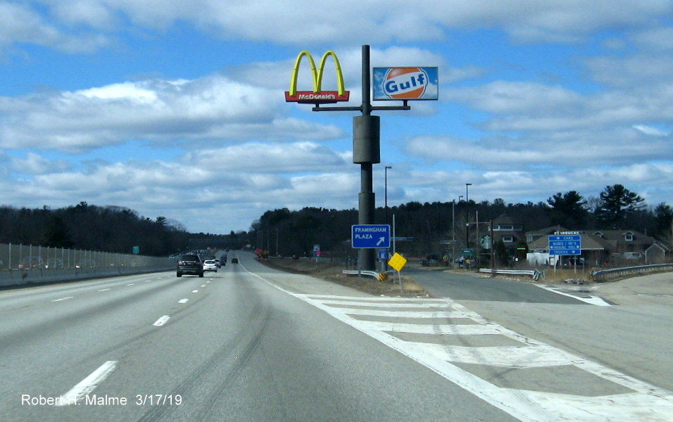 Image of support post in place for future new Framingham Service Plaza gore sign on I-90/Mass Pike West