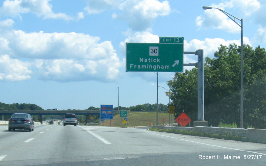 Image taken of contractor placement tag for future overhead sign at MA 30 exit on I-90 East in Natick