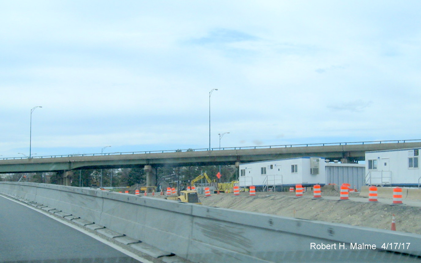 Image taken of toll plaza demolition at former Allston-Brighton Toll Plaza on I-90/Mass Pike West