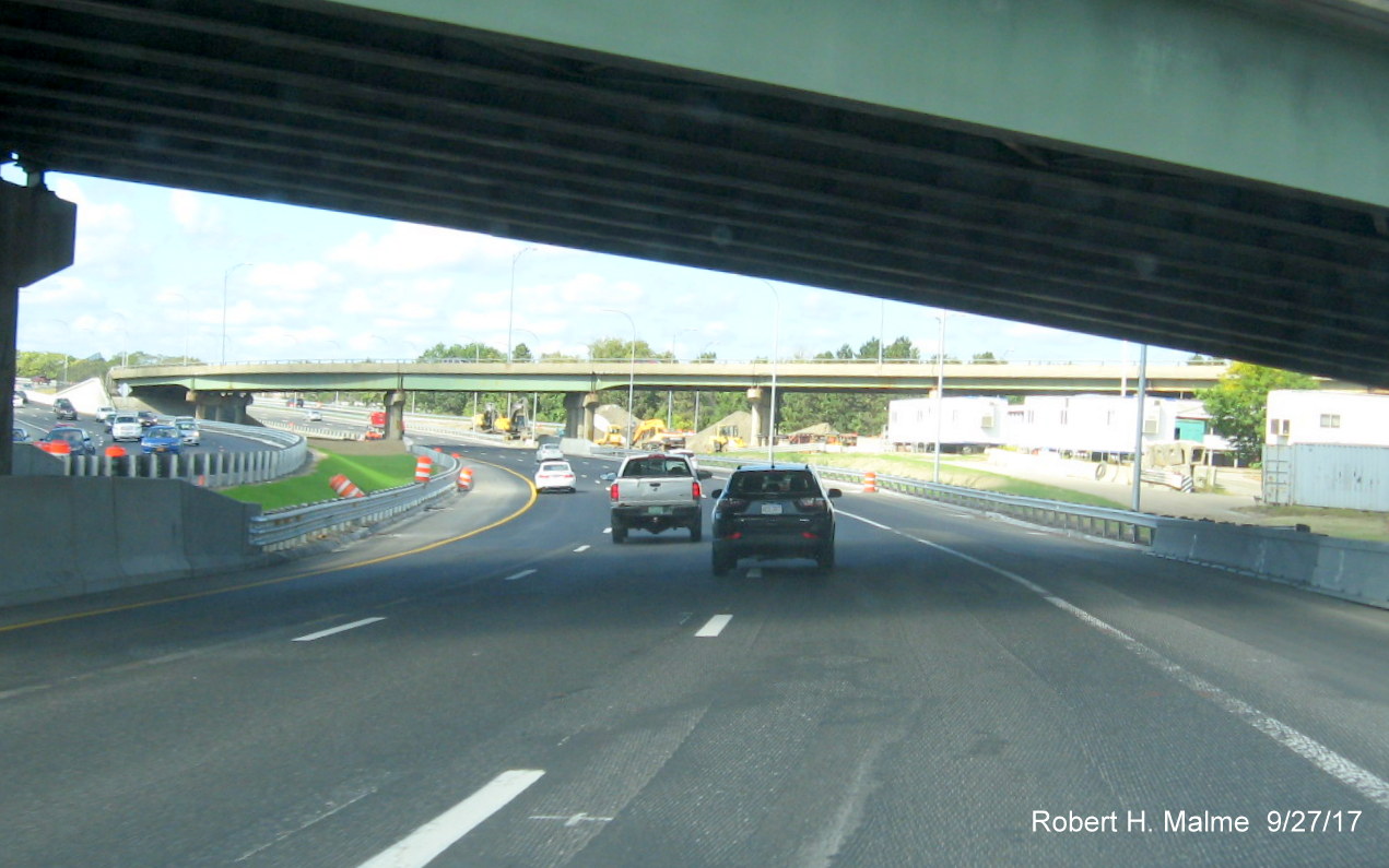 Image of view from I-90/Mass Pike East approaching site of former Allston-Brighton toll plaza
