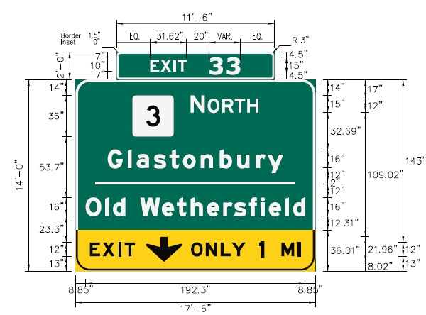 Image of I-91 CT 99 Exit 33 sign plan in Wethersfield, CTDOT, 
 February 2026