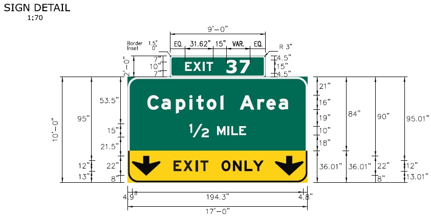 Image of I-91 Capitol Area Exit 37 sign plan in Hartford, CTDOT, 
 February 2026