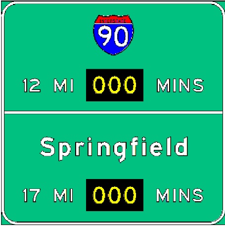 Sketch of planned RTT sign to be placed along I-91 South in Northampton, from MassDOT