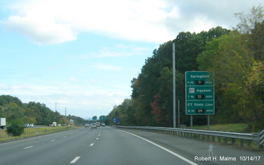 Image of activated Real Time Traffic sign on I-91 South in West Springfield