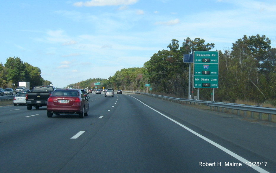 Image of activated Real Time Traffic sign on I-93 North in Wilmington