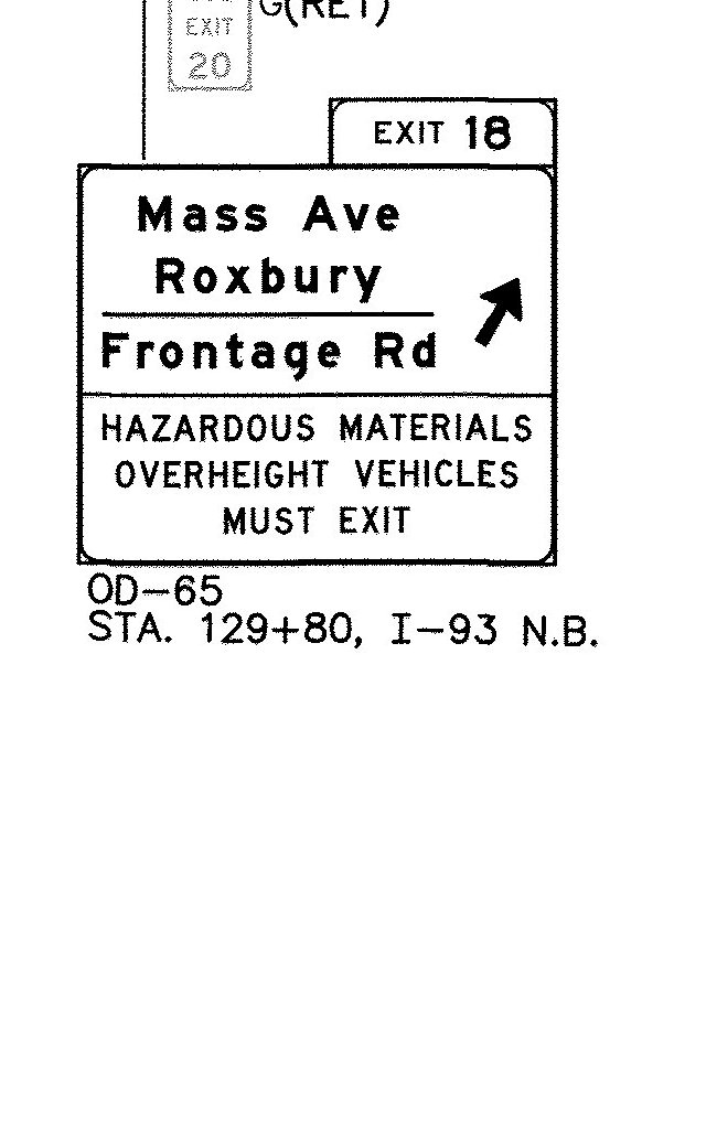 Sign plan for Mass Ave Exit 18 on I-93 North
