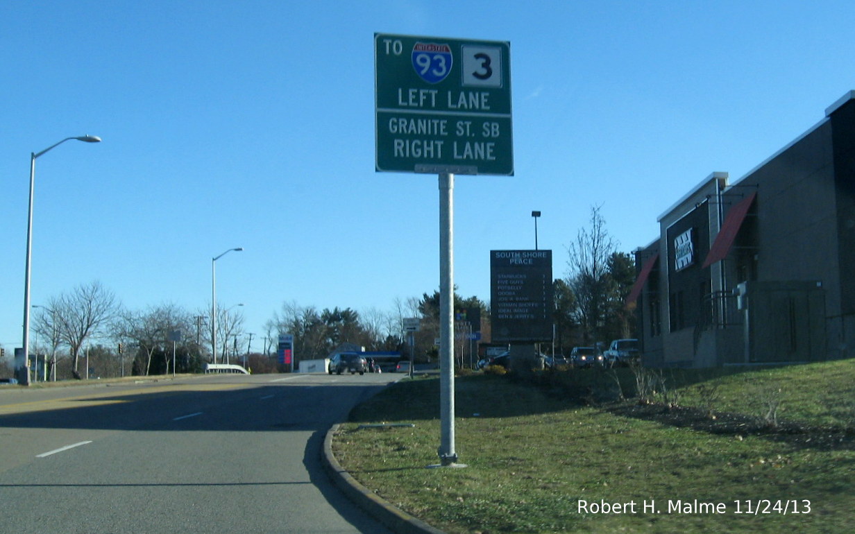 Photo of Corrected Mass. Guide Sign on Forbes Rd. in Braintree