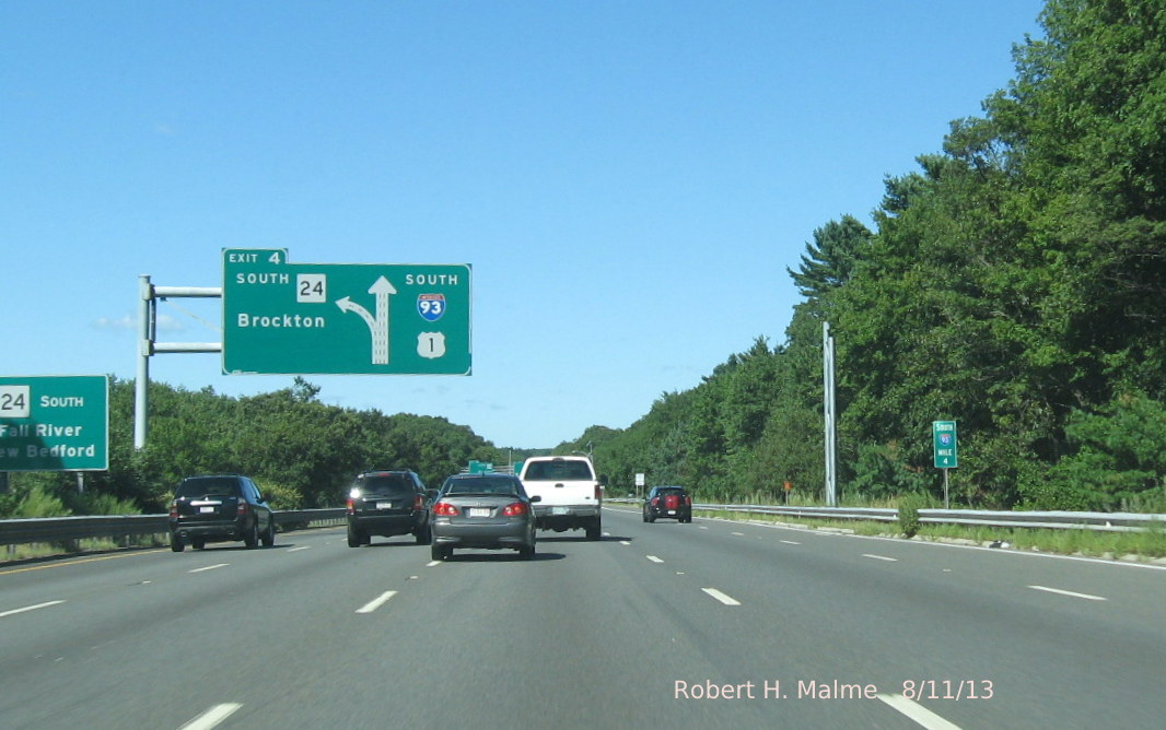 Support post for future MA 24 overhead exit sign on I-93 South in Randolph