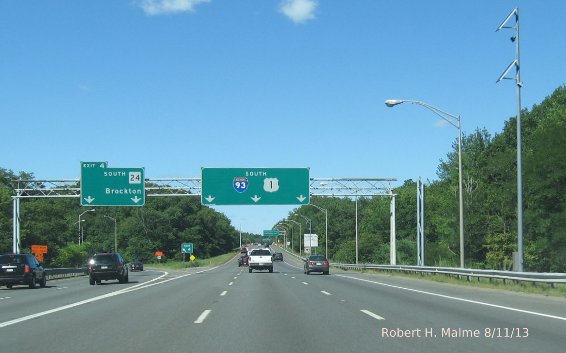 Second of new support posts for future overhead exit signs for MA 24 on I-93 South in Randolph
