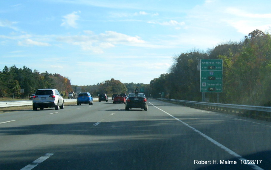 Image of activated Real Time Traffic sign on I-93 South in Wilmington