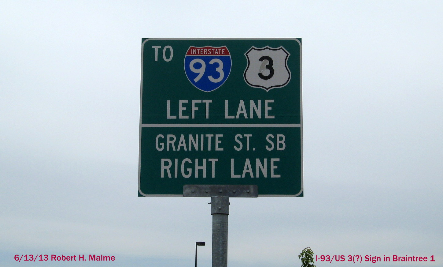1 of 2 I-93/US Guide Sign on Forbes Rd in Braintree