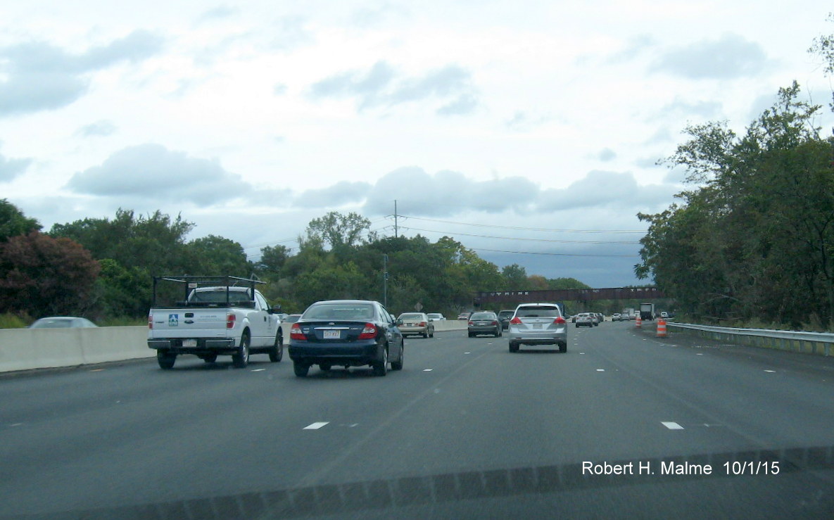 Image of I-95 Southbound in Dedham along nearly completed fourth lane segment