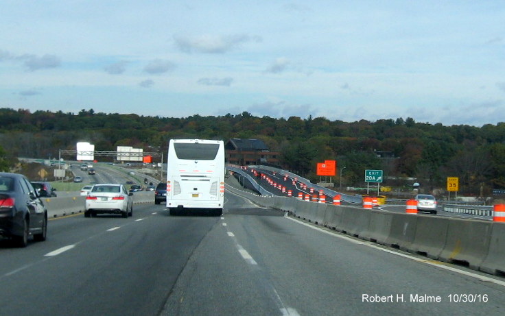 Image of newly completed northbound bridge for I-95 over MA 9 in Wellesley