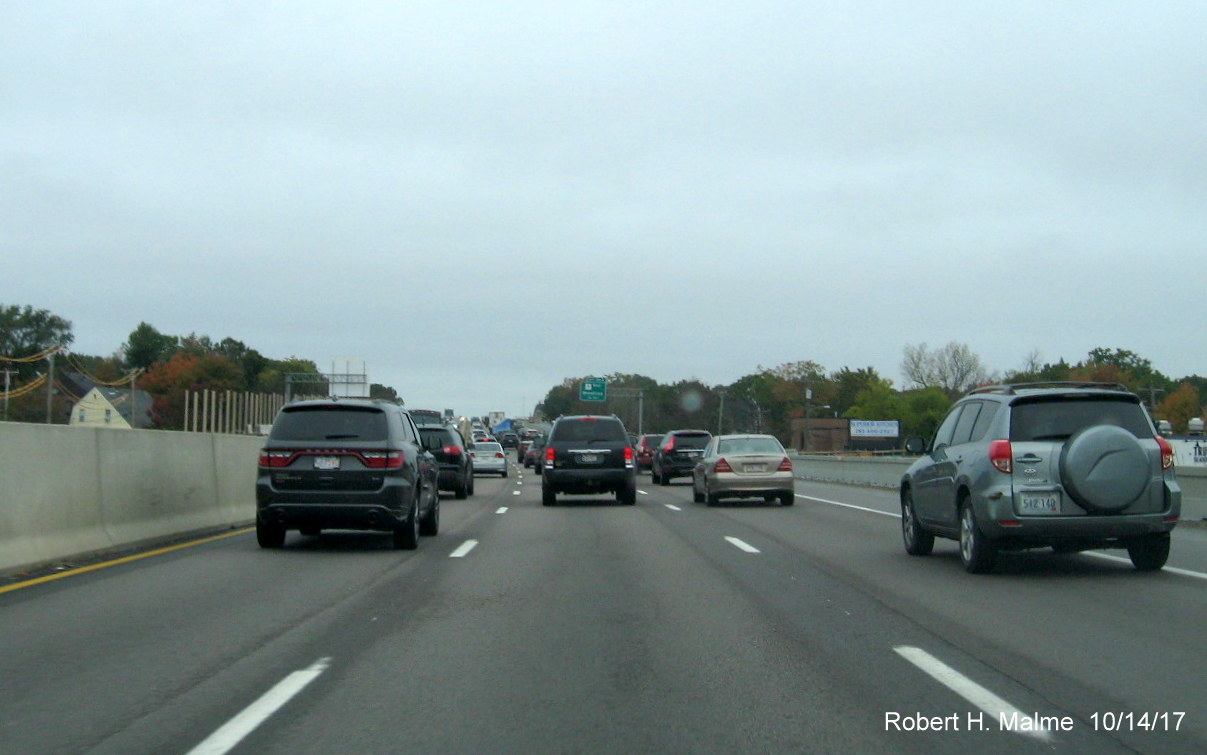 Image of construction progress on I-95 North in Add-A-Lane Project work zone in Needham