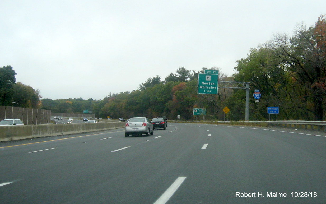 Image of end of norther extent of completed Add-A-Lane work zone on I-95 North in Wellesley