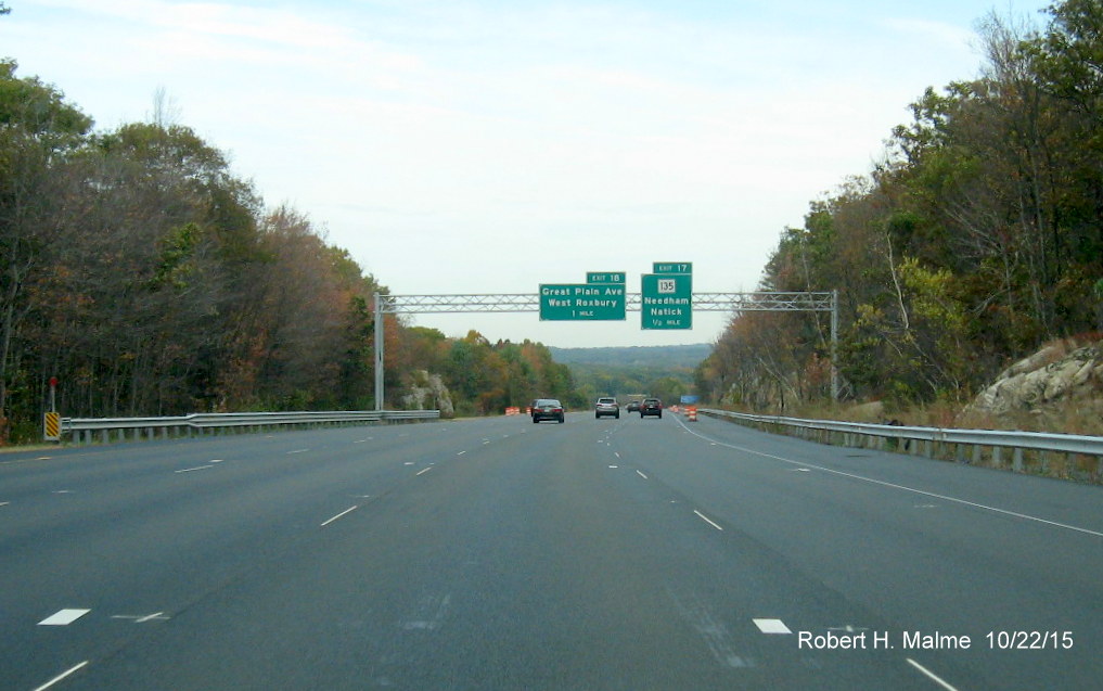 Image of newly opened fourth lane on I-95 North in Dedham