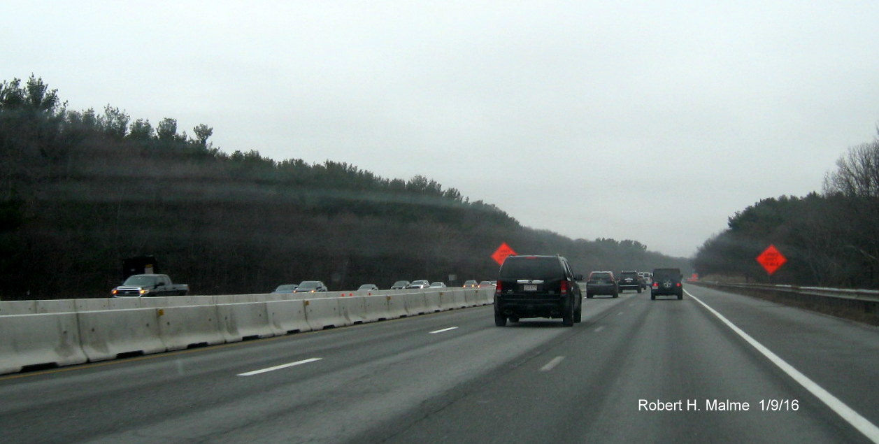 Image of construction of median along I-95 North in Needham