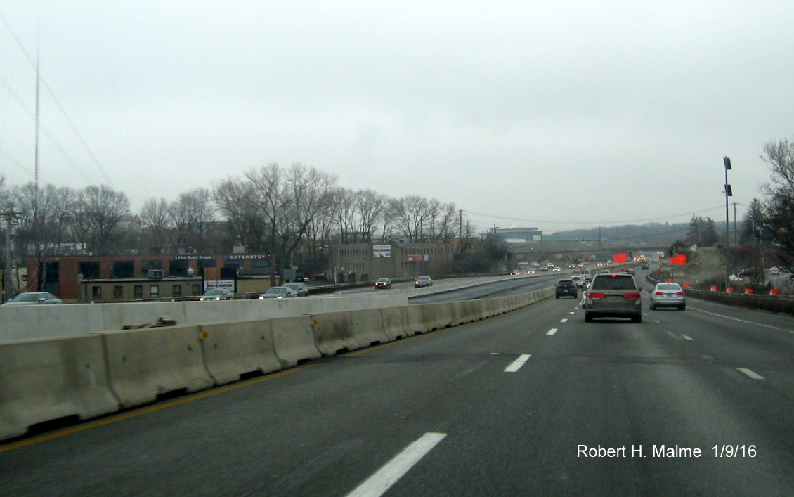 Image of median barrier construction along I-95 South in Needham