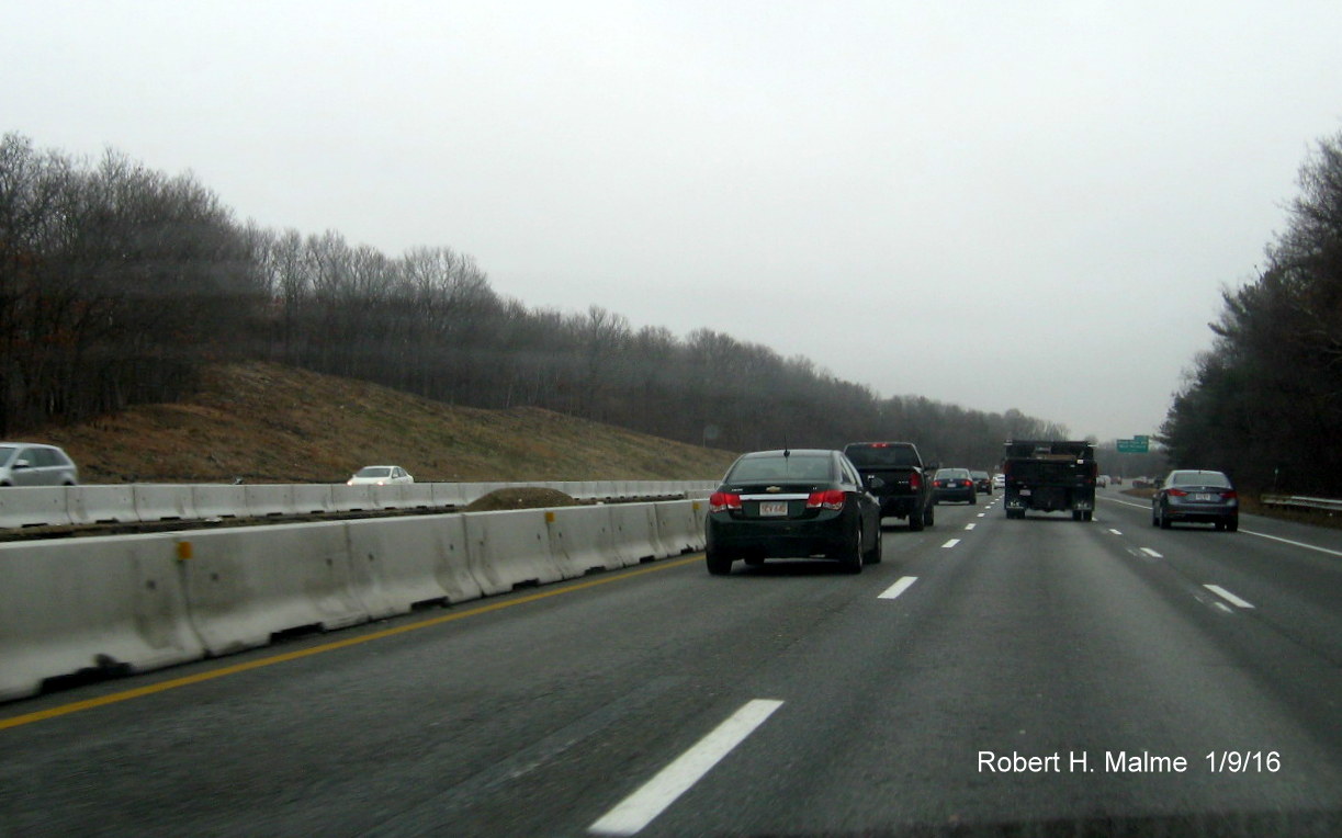 Image of median construction along I-95 South in Needham