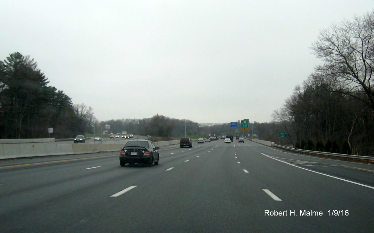 Image of new four-lane I-95 South crossing Charles River into Dedham