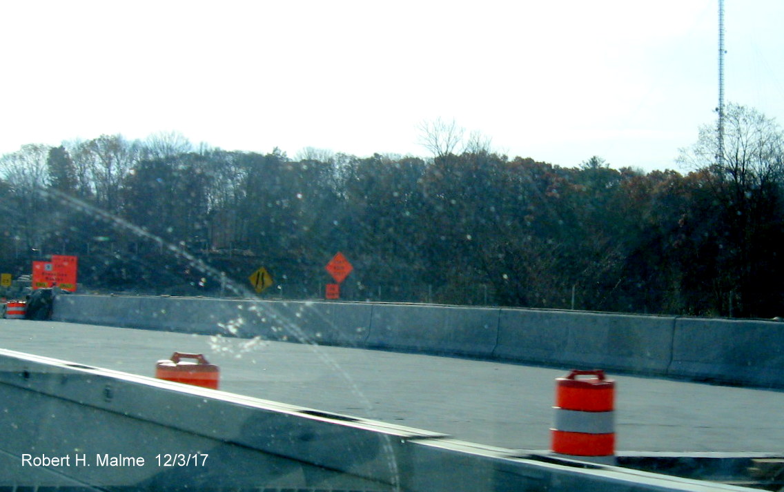 Image taken of new concrete deck on future I-95 South bridge over MA 9 in Add-A-Lane Project work zone in Wellesley