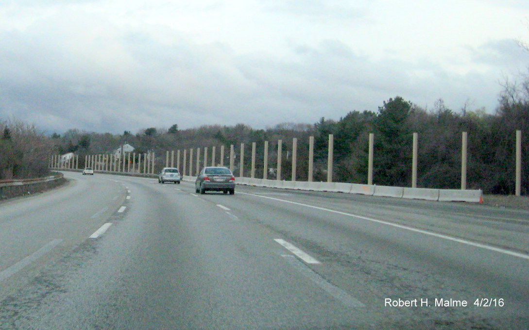 Image of noise barrier construction along I-95 South in Needham