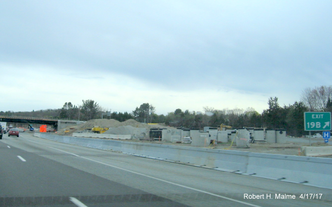 Image taken of construction materials stored along I-95 South ramps to and from Highland Ave. in Needham