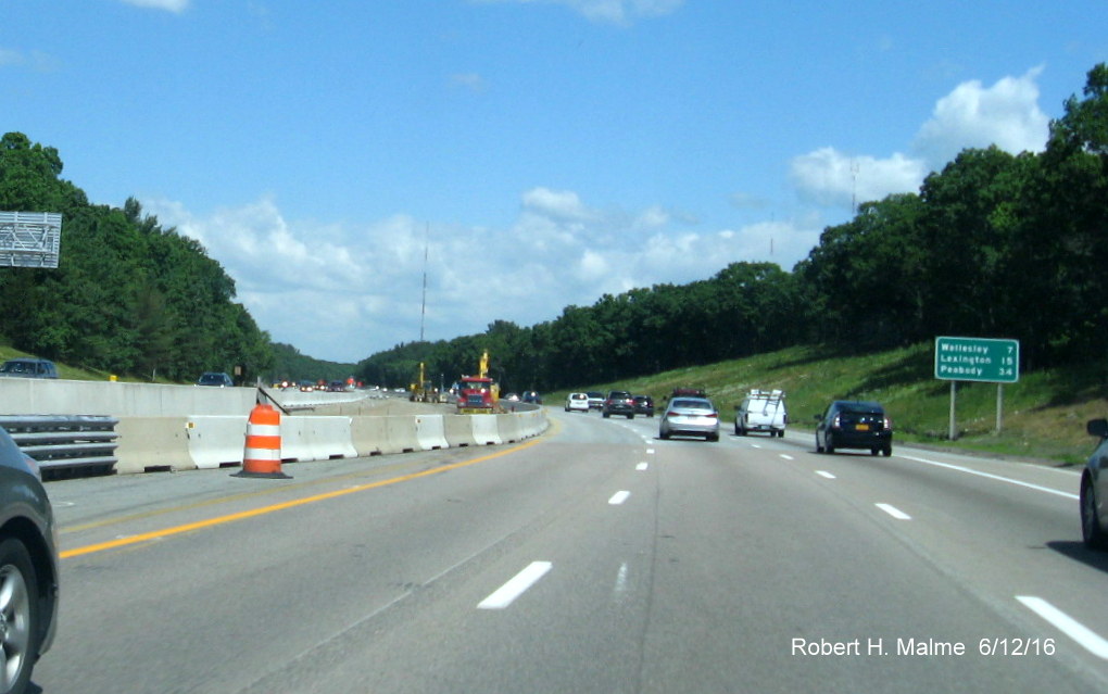 Image of median construction along I-95 in Needham