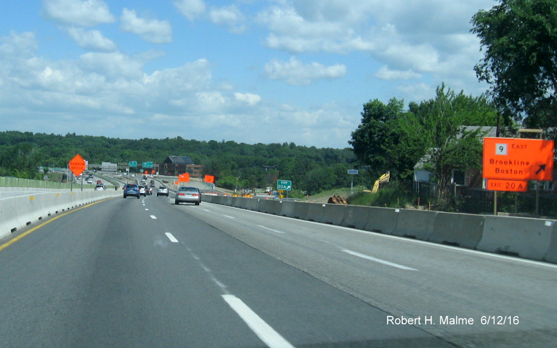 Image of construction in area of MA 9 interchange from I-95/M 128 North in Wellesley