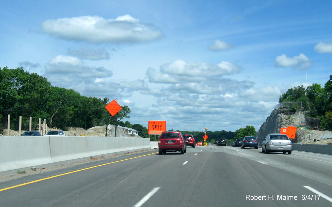 Image of construction progress in Add-A-Lane Project work zone on I-95 North in Needham