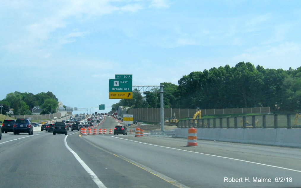 Image of nearly completed bridge over MA 9 on I-95 South in Add-A-Lane Project work zone in Wellesley
