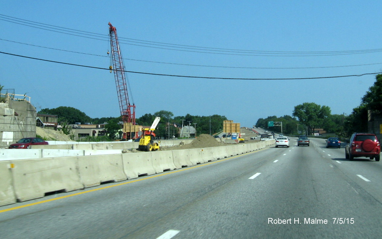 Image of construction along I-95 North at site of former railroad bridge in Needham