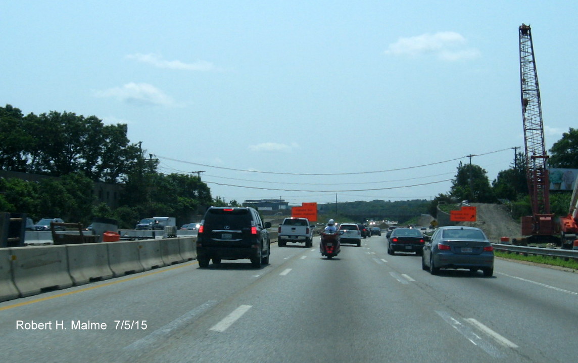 Image of Add-a-lane construction zone on I-95 South in Needham