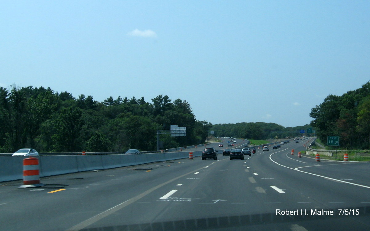 Image of final pavement work needed along I-95 South near Great Plain Ave. in Dedham