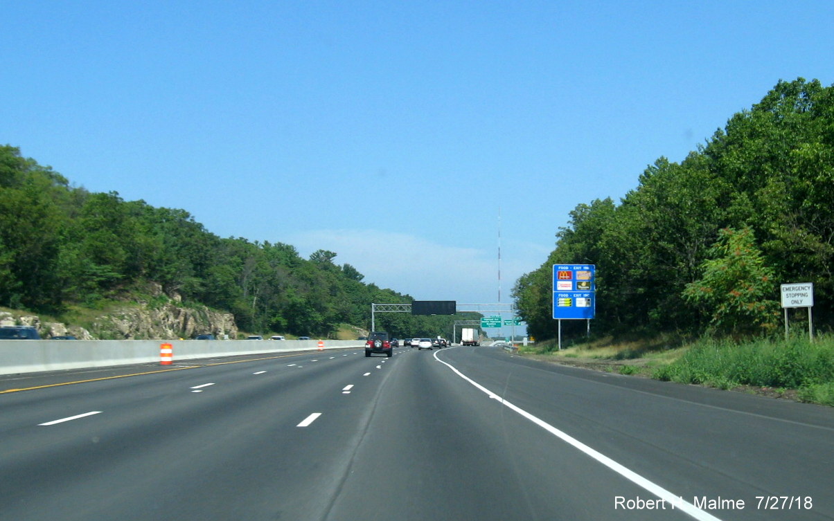 Image showing completed right shoulder work prior to Kendrick St exit on I-95 North in Add-A-Lane Project work zone in Needham