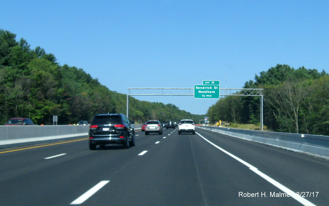 Image taken of new left lane now open along I-95 North in Add-A-Lane Project work zone in Needham
