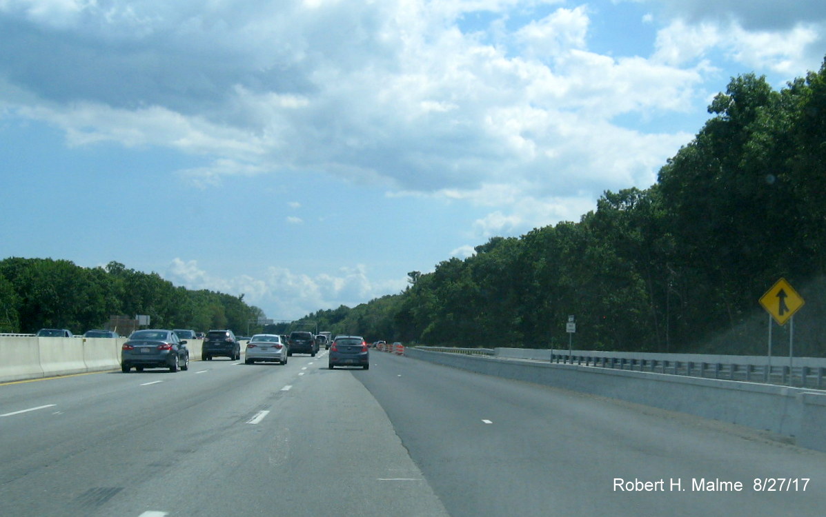 Image of work to complete additional lane of traffic on I-95 South aftern Kendrick St bridge in Needham