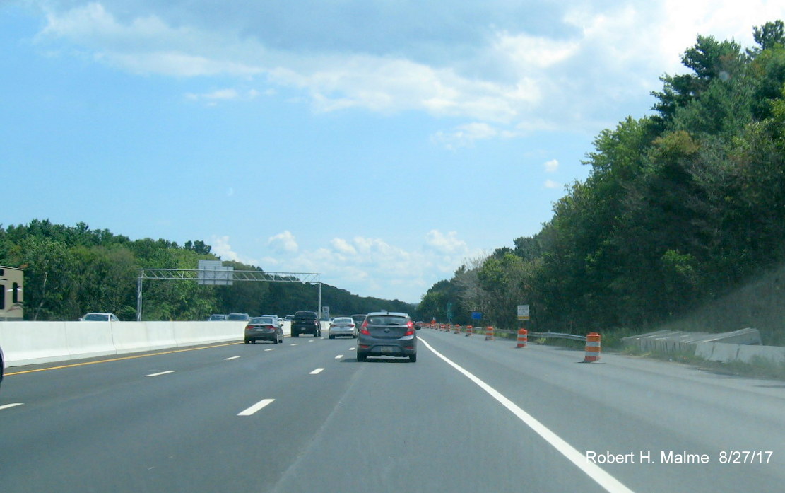 Image of nearly completed I-95 South roadway in Add-A-Lane Project work zone in Needham