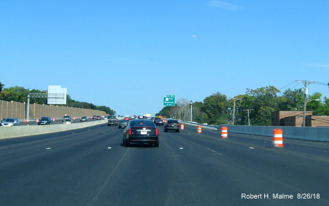 Image of recently paved lanes of I-95/128 North in Add-A-Lane Project work zone in Needham