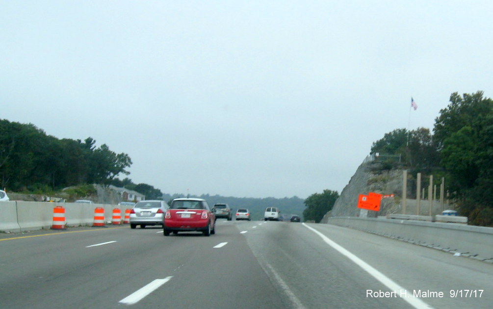 Image taken of Add-A-Lane Project construction along I-95 North approaching MA 9 exit in Needham