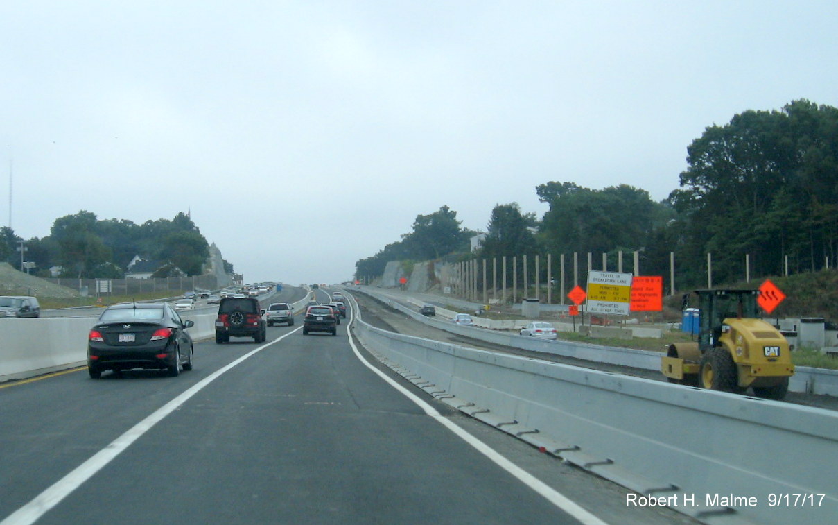 Image of view of construction near MA 9 in I-95 Add-A-Lane Project work zone in Wellesley