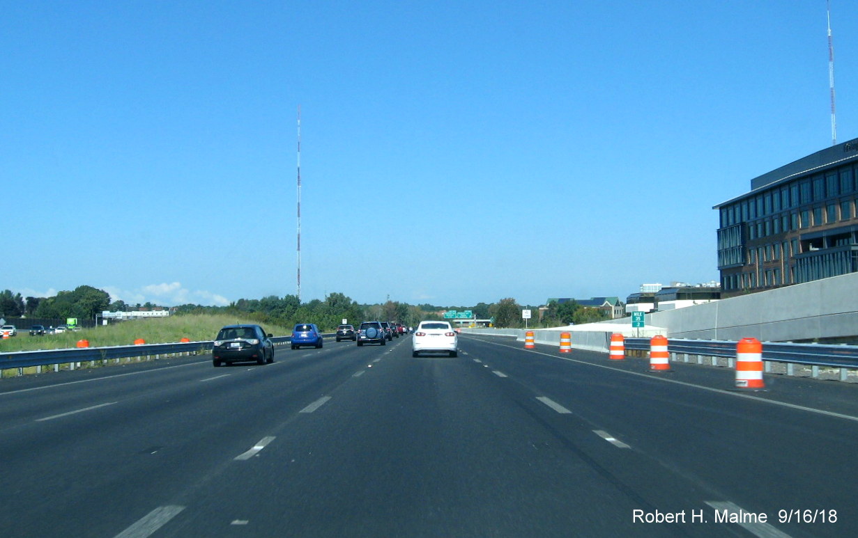 Image of recently opened right lane along I-95 North in Add-A-Lane Project work zone in Needham