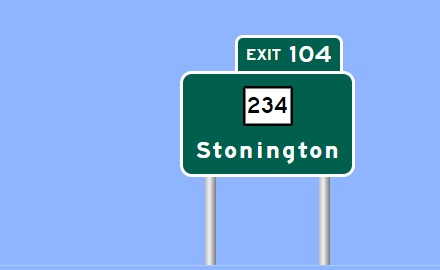 Image of I-95 Exit 104 sign plan in Stonington, Sign Maker Software, July 2026
