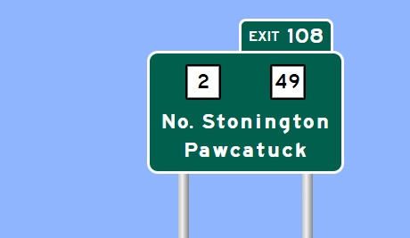 Image of I-95 Exit 108 sign plan in Pawcatuck, Sign Maker Software, July 2026