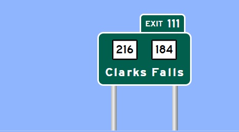 Image of I-95 Exit 111 sign plan in Clarks Falls, Sign Maker Software, July 2026