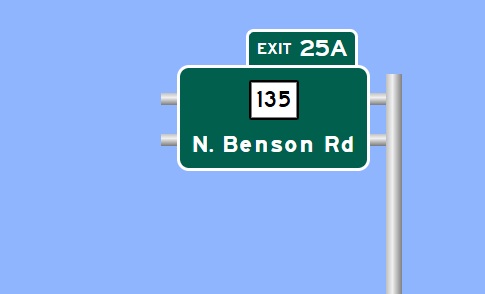 Image of I-95 CT 135 Exit 25A sign plan, Sign Maker Software, July 2026